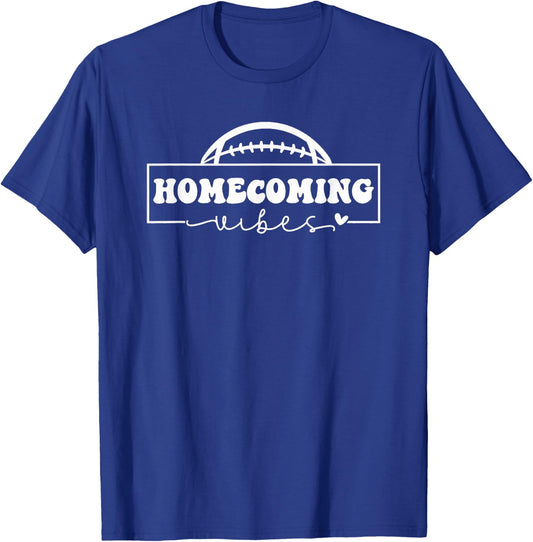 Homecoming Vibes Football Game Day School Reunion Funny T-Shirt - T-Shirt | Royal