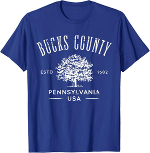 Bucks County PA Vintage Distressed Design Souvenir T-Shirt - T-Shirt | Royal