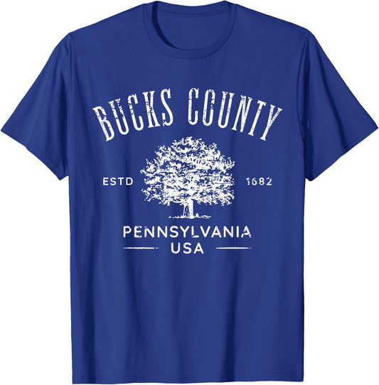 Bucks County PA Vintage Distressed Design Souvenir T-Shirt - T-Shirt | Royal