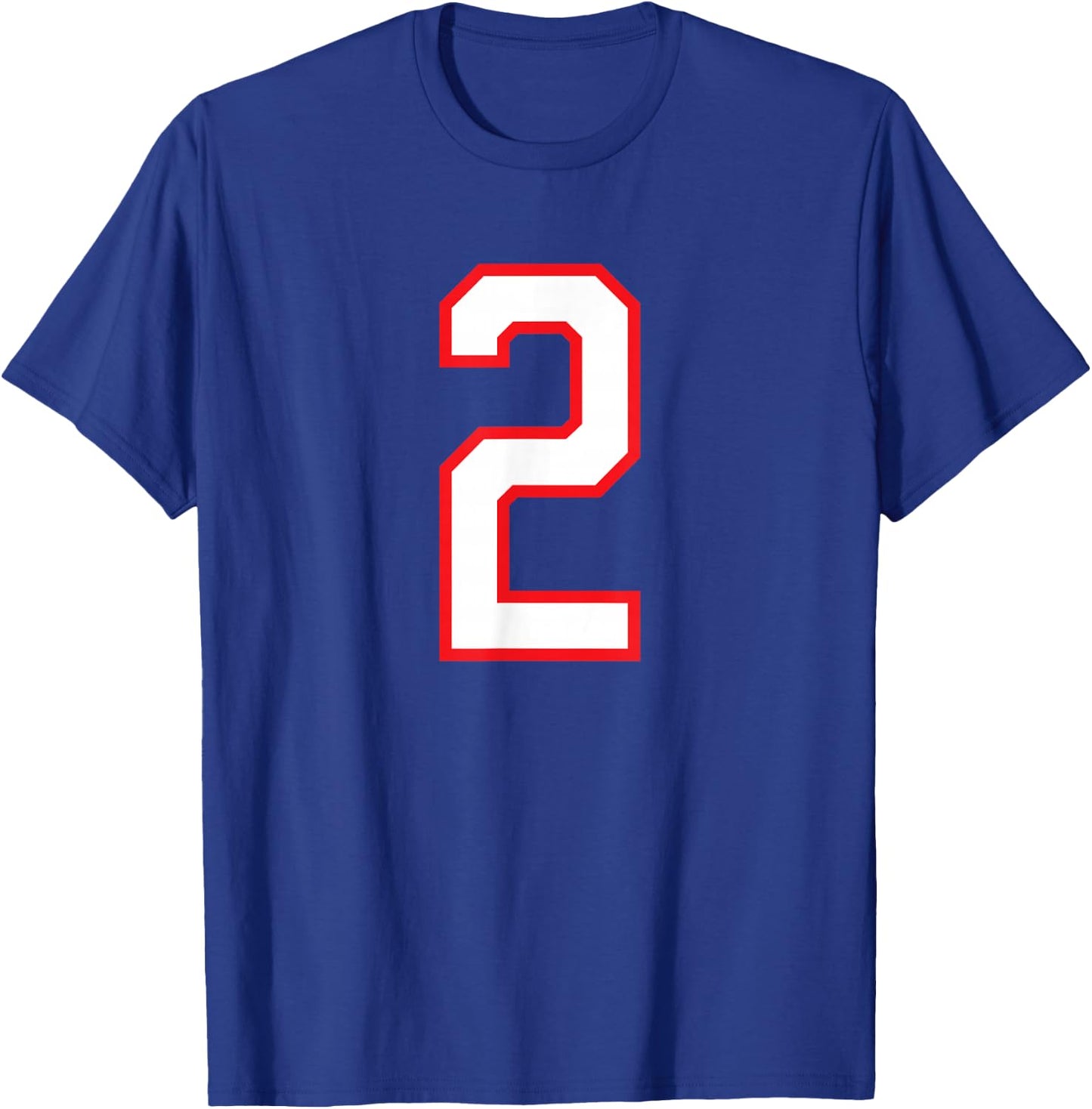 Number #2 White Red Plain Number T-Shirt - T-Shirt | Royal