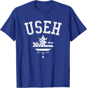USEH Funny Canadian Eh American Canadian Flag Canada Day T-Shirt - T-Shirt | Royal