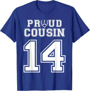 Custom Proud Football Cousin Number 14 Personalized T-Shirt - T-Shirt | Royal