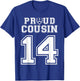 Custom Proud Football Cousin Number 14 Personalized T-Shirt - T-Shirt | Royal