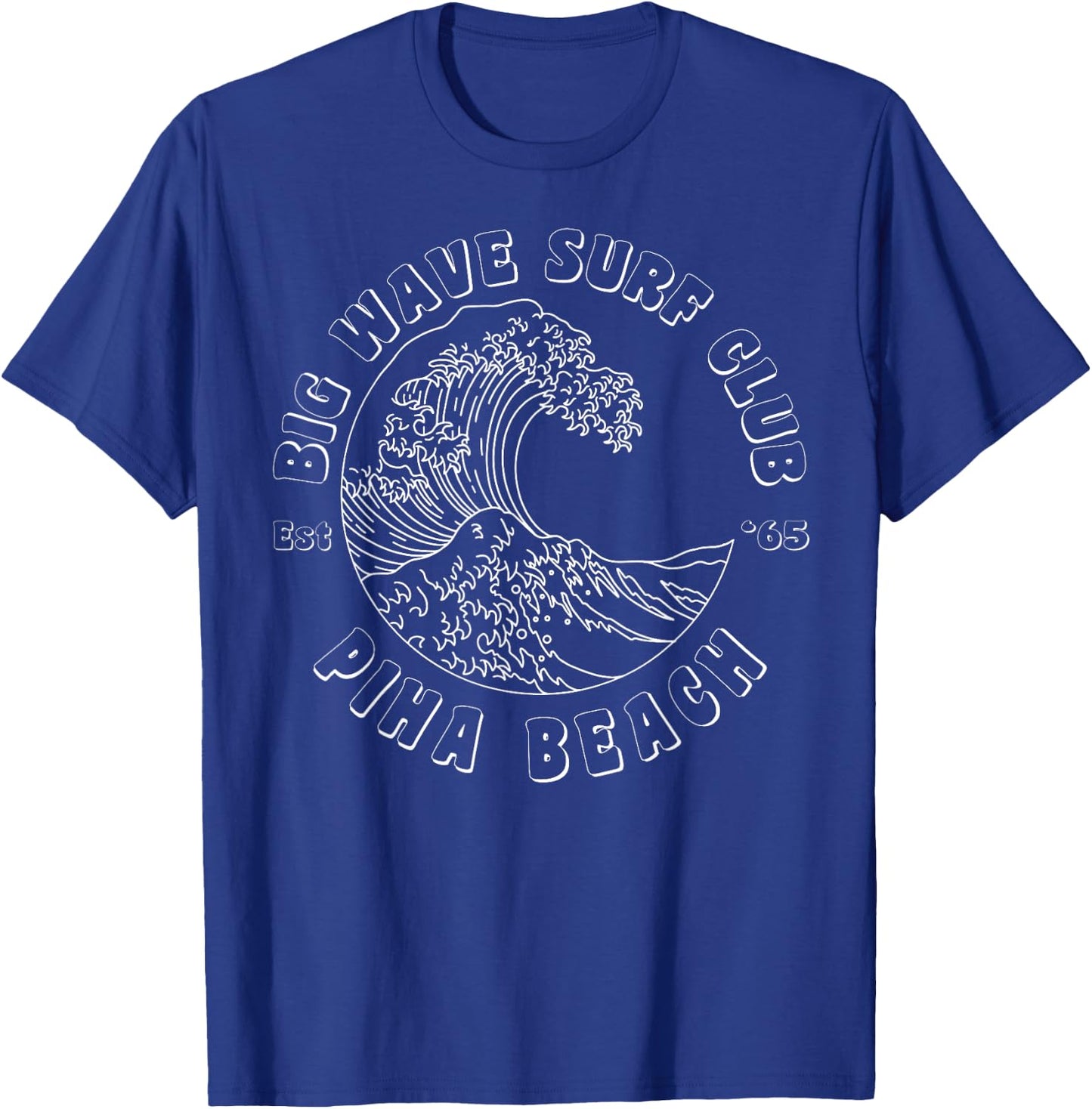 Piha Beach, Big Wave Surf Club, classic surfing beach T-Shirt - T-Shirt | Royal