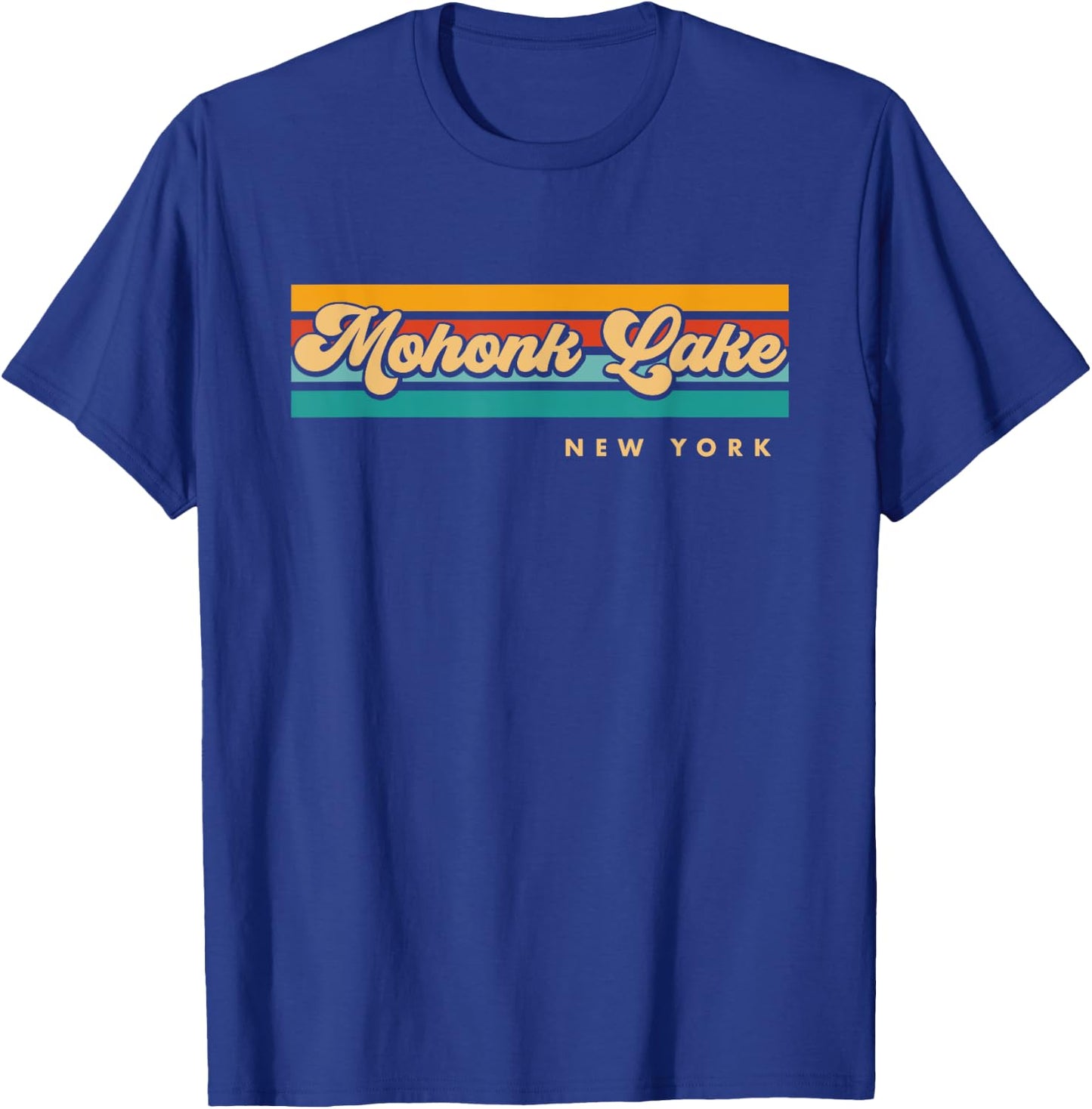 Vintage Sunset Stripes Mohonk Lake, New York T-Shirt - T-Shirt | Royal