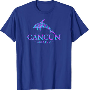 Cancun Mexico Retro Dolphin Boys Girls Souvenir T-Shirt - T-Shirt | Royal