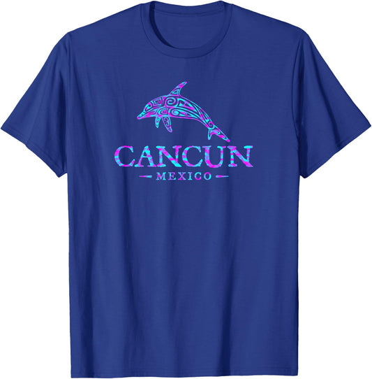 Cancun Mexico Retro Dolphin Boys Girls Souvenir T-Shirt - T-Shirt | Royal