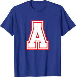 Letter A Red Monogram Initial T-Shirt - T-Shirt | Royal