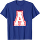 Letter A Red Monogram Initial T-Shirt - T-Shirt | Royal