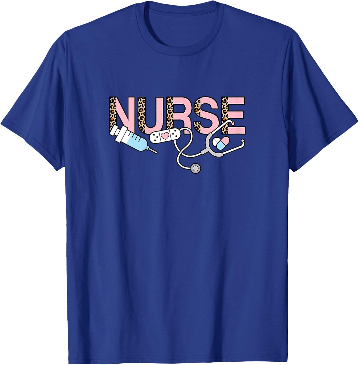 Cute Pink Nurse Leopard Print Nursing Women Girls T-Shirt - T-Shirt | Royal