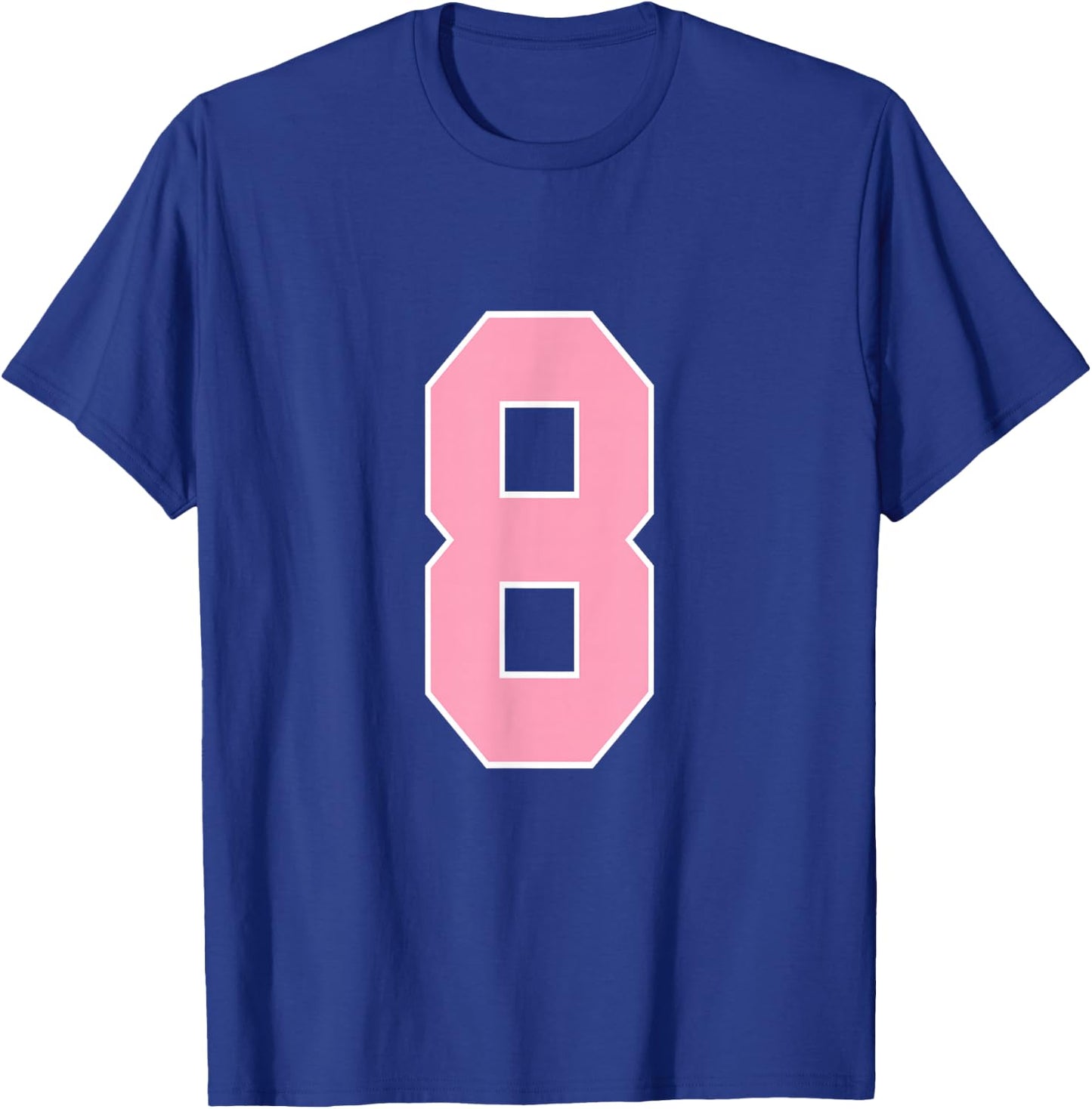 Number 8 Shirt Pink Football Basketball Breast Cancer Aware T-Shirt - T-Shirt | Royal