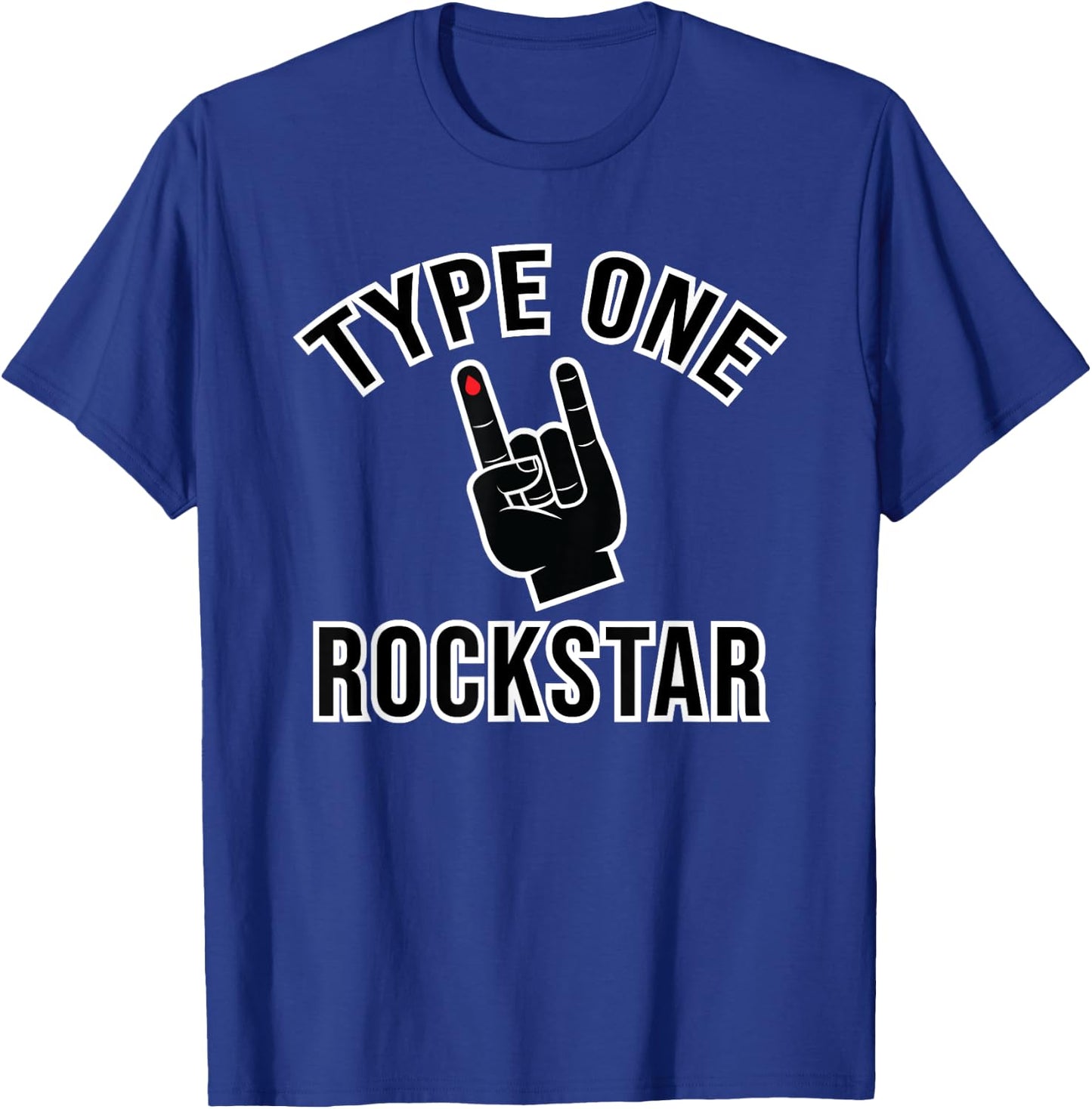 Type 1 Diabetes T1D Rockstar Funny Awareness Diversary T-Shirt - T-Shirt | Royal