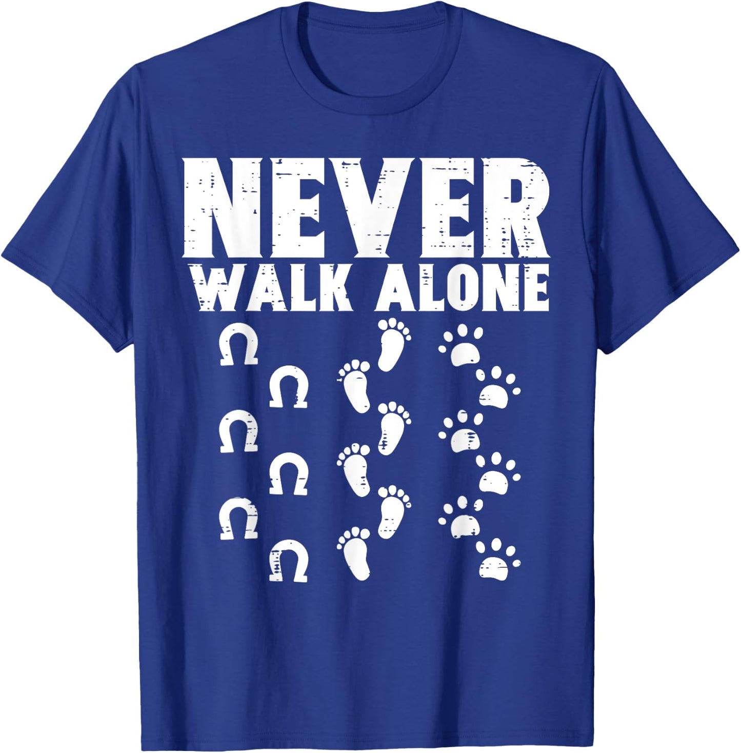 Walk Alone Horse Dog Footprint Animal Lover Women Girl T-Shirt - T-Shirt | Royal
