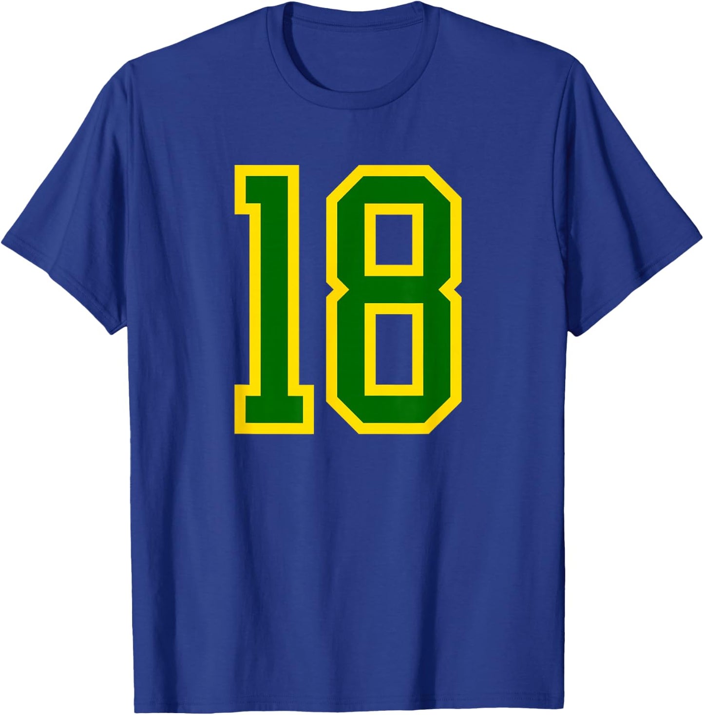 Green Yellow Sport Number #18 T-Shirt - T-Shirt | Royal