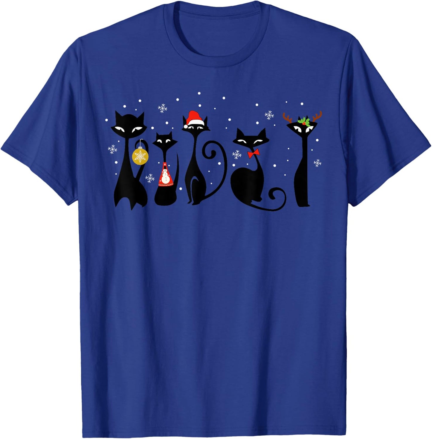 Mid Century Modern Look Cats Christmas Retro 50s 60s Xmas T-Shirt - T-Shirt | Royal