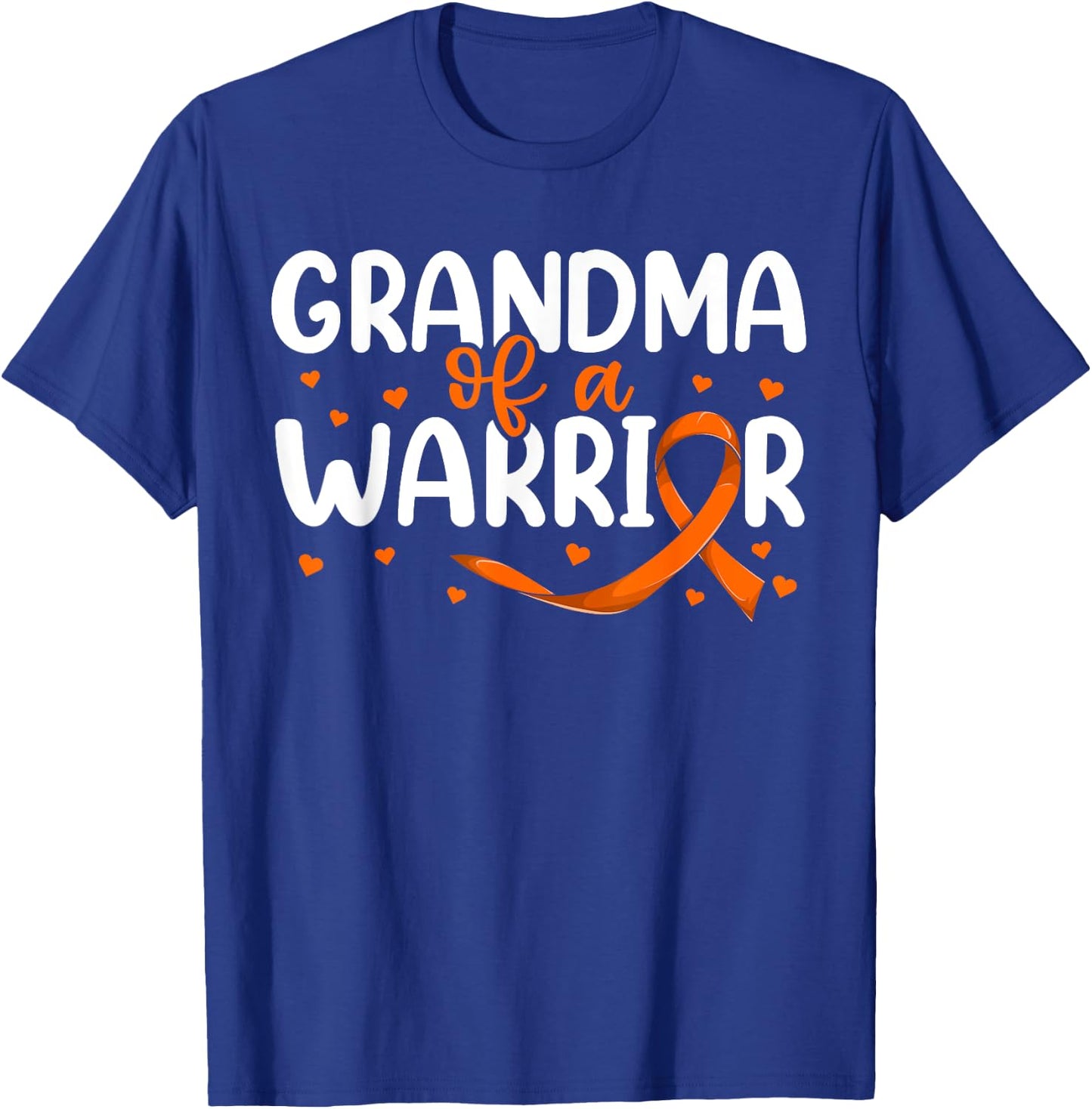 Orange Ribbon Leukemia Grandkids Shirt, Grandma Of A Warrior T-Shirt - T-Shirt | Royal