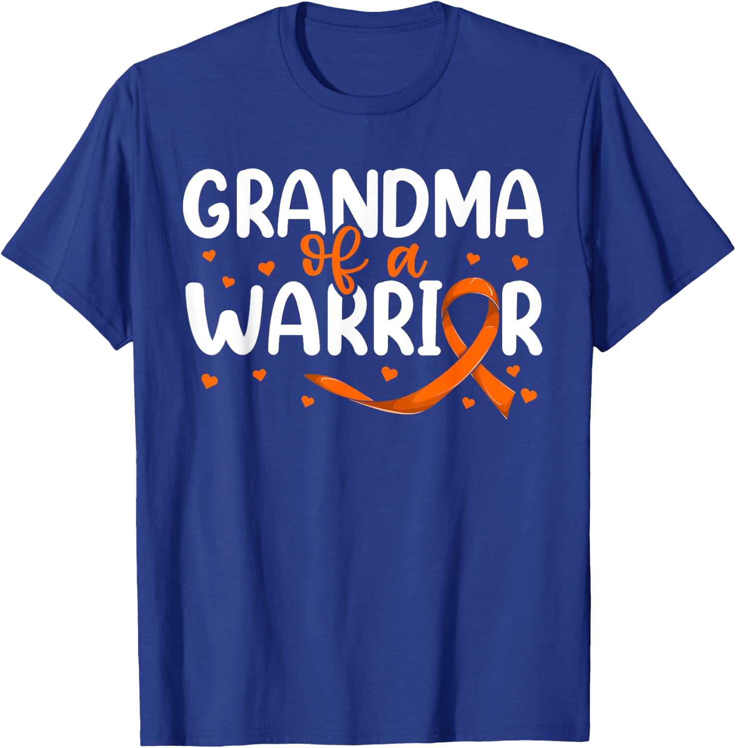 Orange Ribbon Leukemia Grandkids Shirt, Grandma Of A Warrior T-Shirt - T-Shirt | Royal