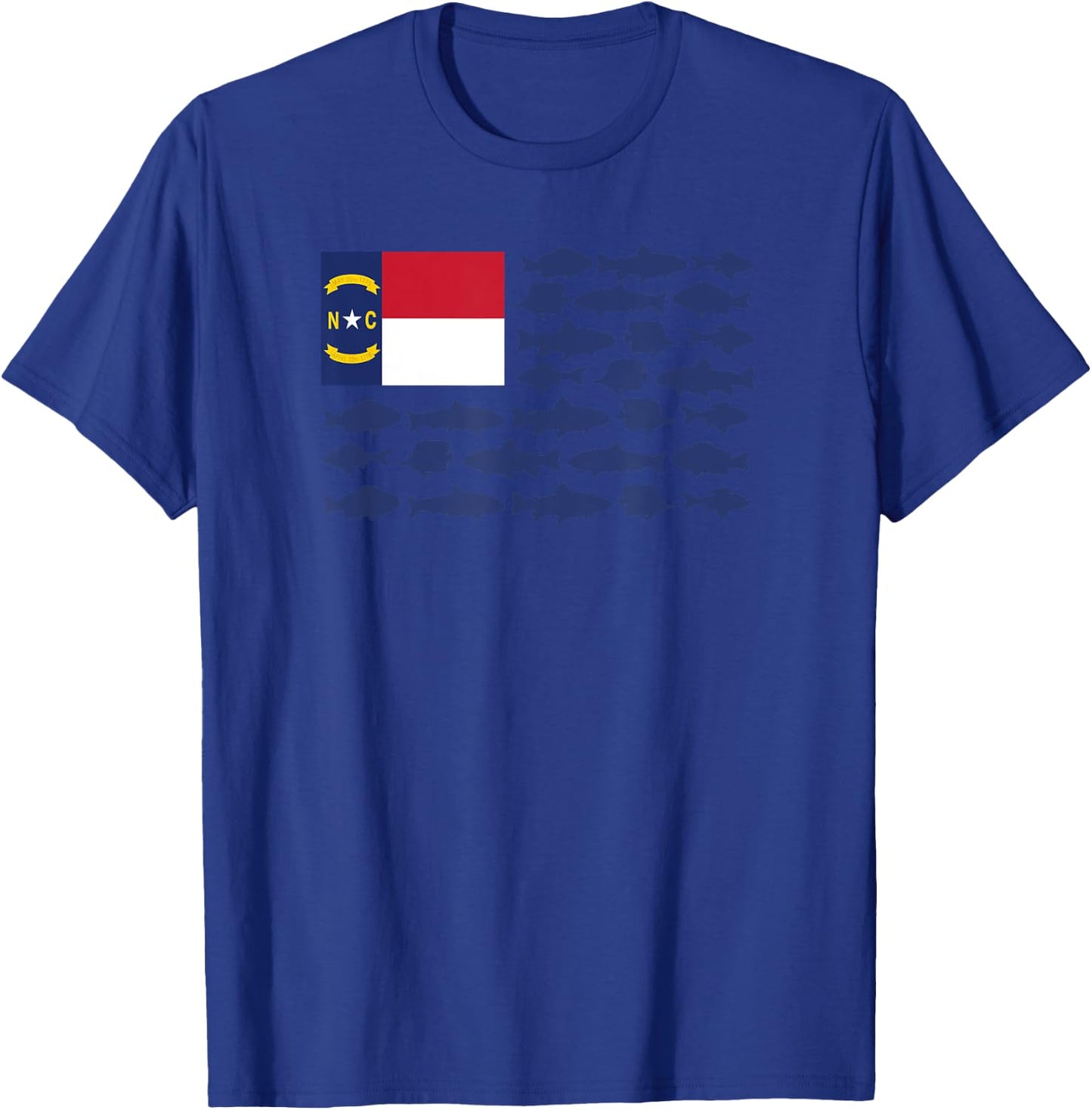 North Carolina Saltwater Fishing Love Fish NC Flag Themed T-Shirt - T-Shirt | Royal