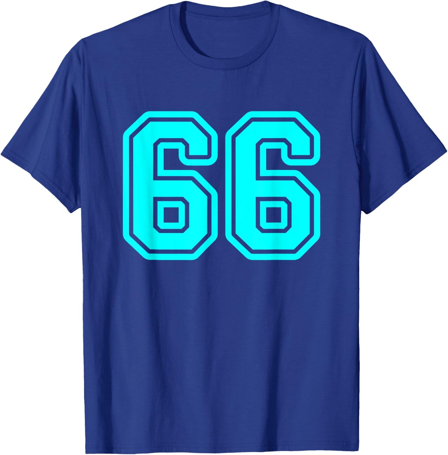 Jersey #66 Cyan Sports Team Jersey Number 66 T-Shirt - T-Shirt | Royal