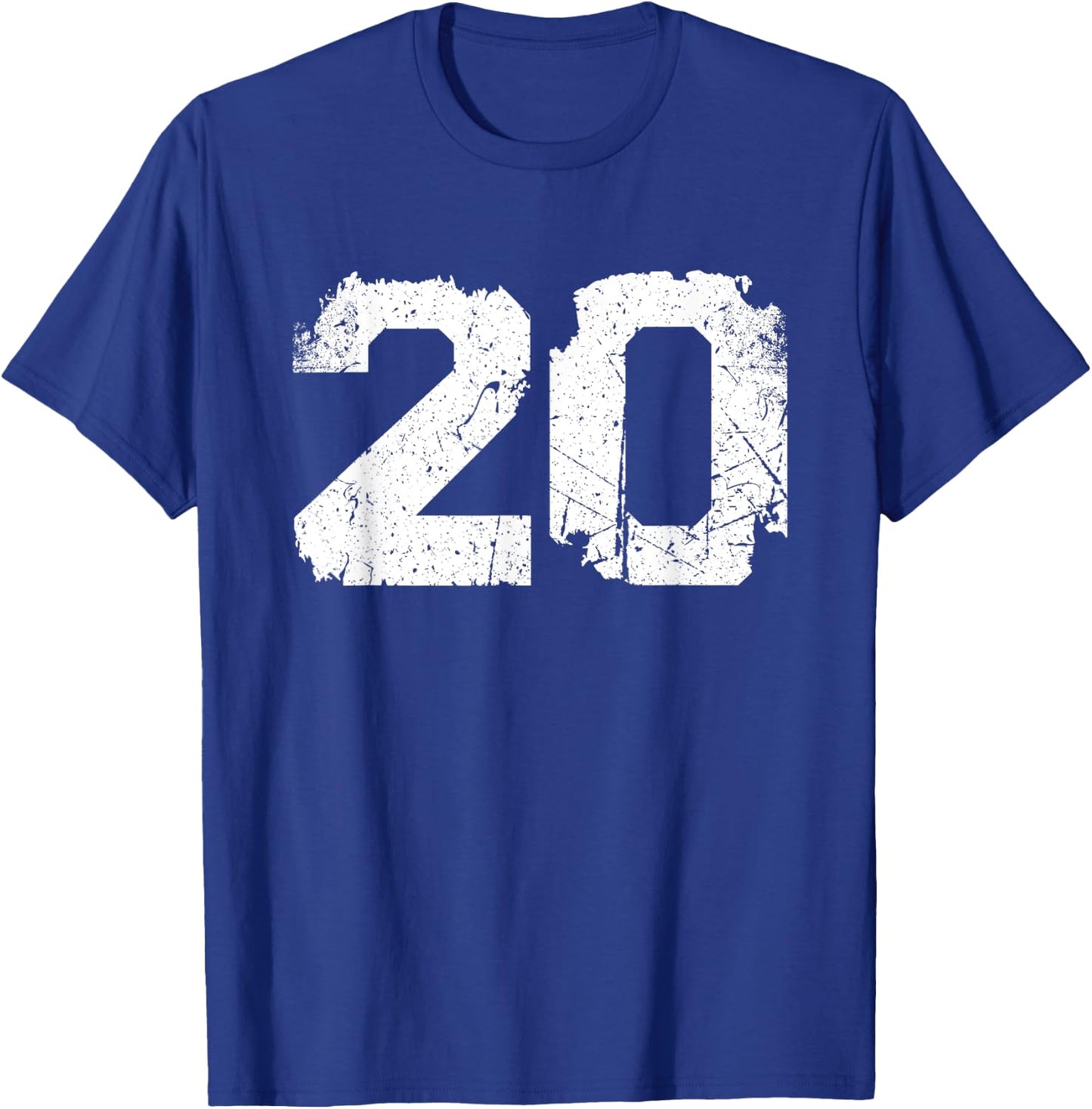 Number #20 Sport Vintage White Varsity Number T-Shirt - T-Shirt | Royal