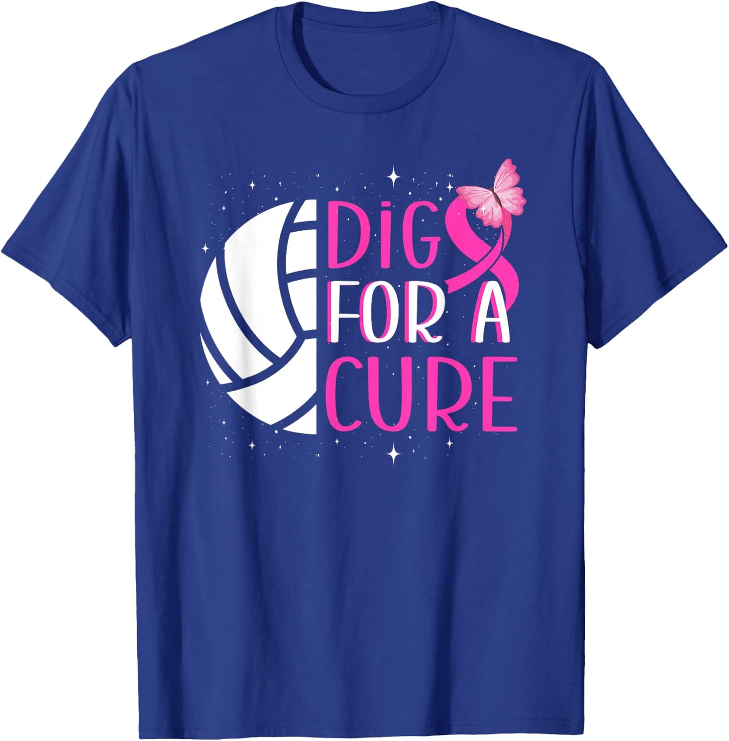 Dig For A Cure Volleyball Pink Out Breast Cancer Awareness T-Shirt - T-Shirt | Royal