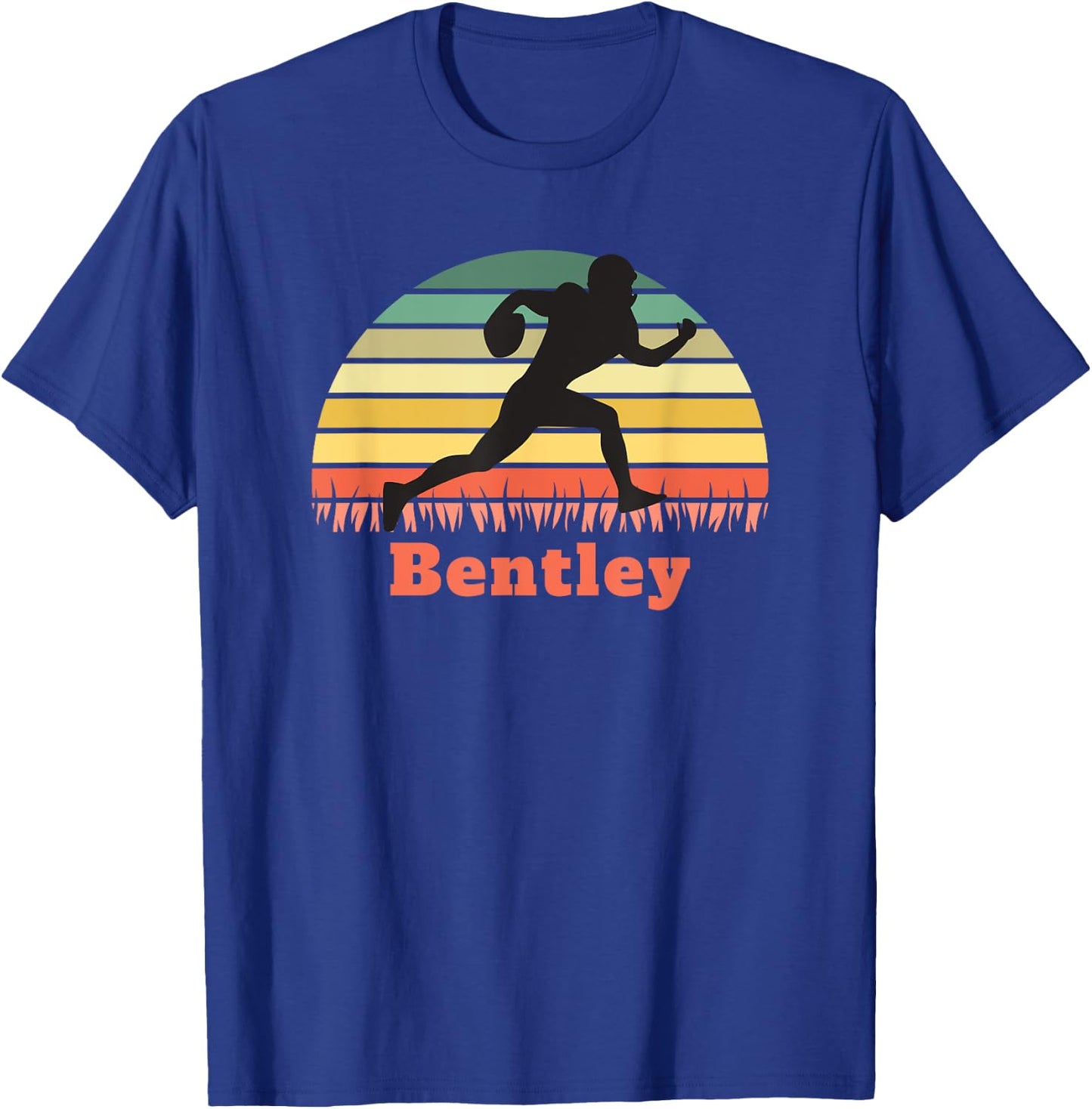 Bentley Boy's Personalized Football Player Vintage Sunset T-Shirt - T-Shirt | Royal