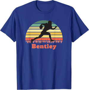 Bentley Boy's Personalized Football Player Vintage Sunset T-Shirt - T-Shirt | Royal