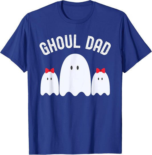 Ghoul Dad, Halloween Daddy Ghost Father of Two Ghost Girls T-Shirt - T-Shirt | Royal
