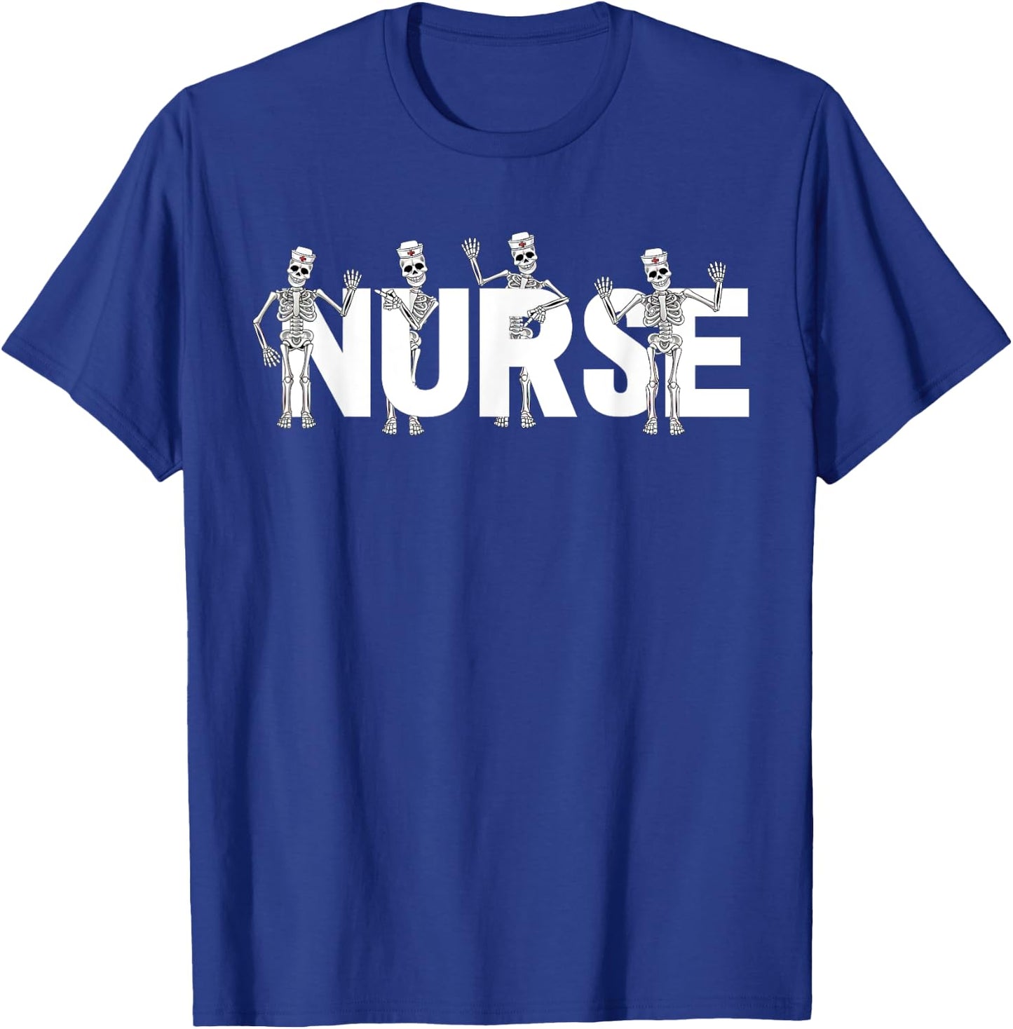 Vintage Skeleton Nurse Registered Nurse Halloween Nursing RN T-Shirt - T-Shirt | Royal