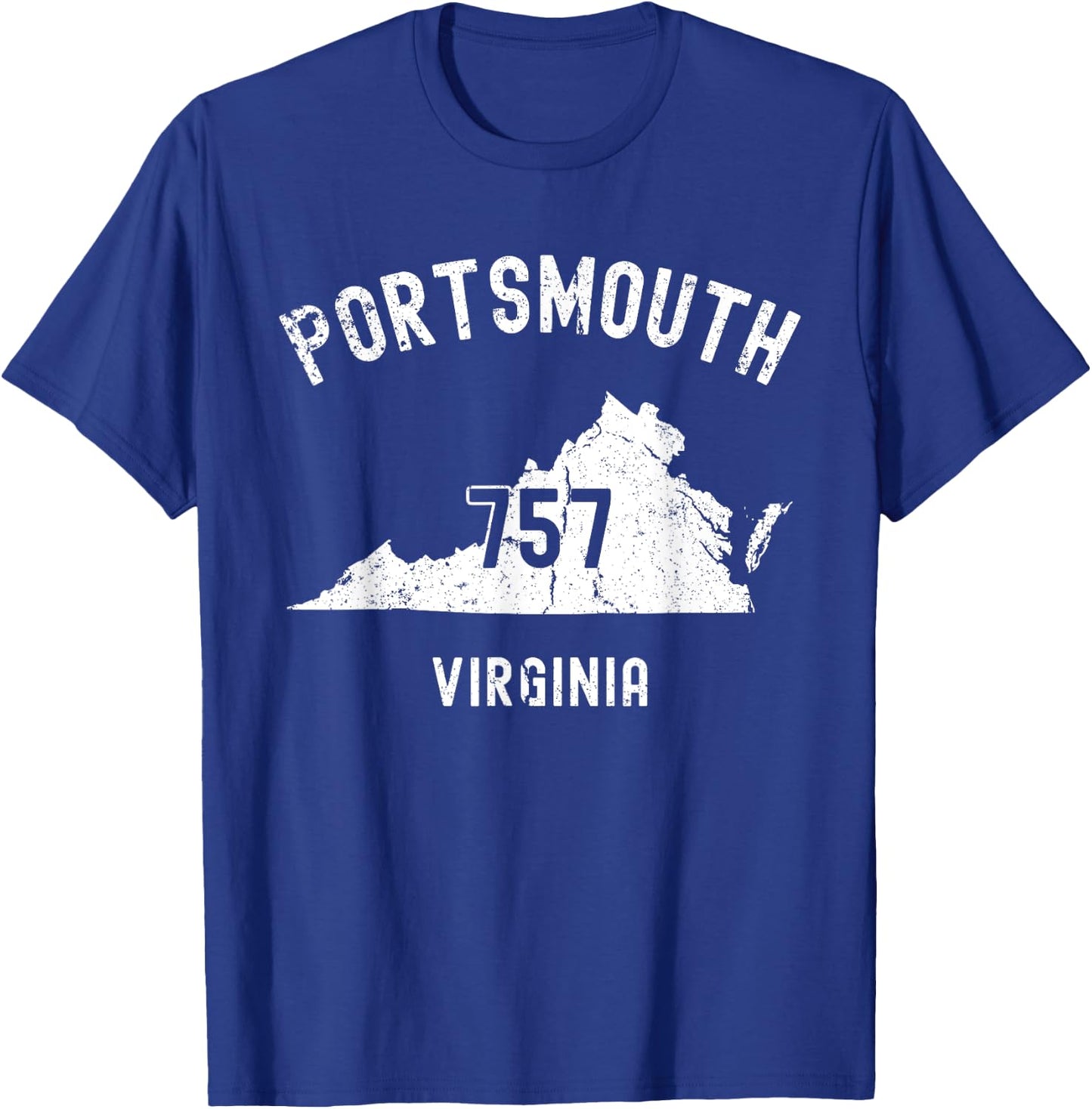 Portsmouth Virginia VA 757 Vintage Athletic Style T-Shirt - T-Shirt | Royal