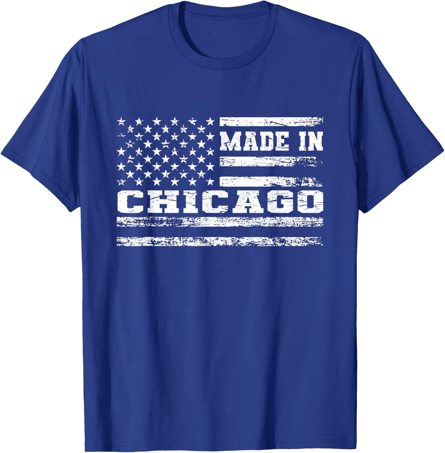 Made In Chicago Vintage US Flag T-Shirt - T-Shirt | Royal