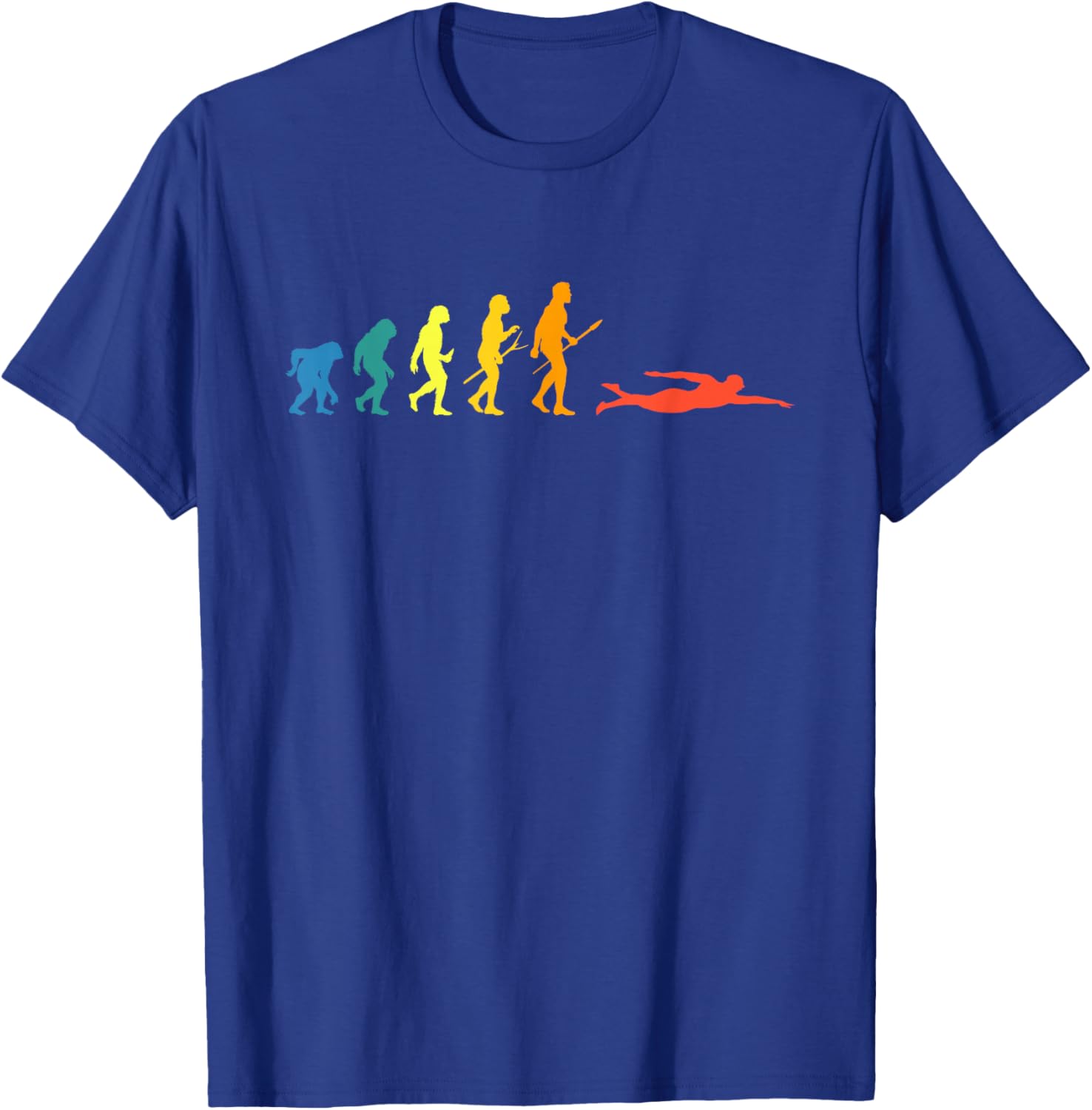 Retro Swimming Evolution For Swimmers Summer Water Lovers T-Shirt - T-Shirt | Royal