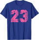 Baseball Softball Number #23 Pink Grunge Number T-Shirt - T-Shirt | Royal