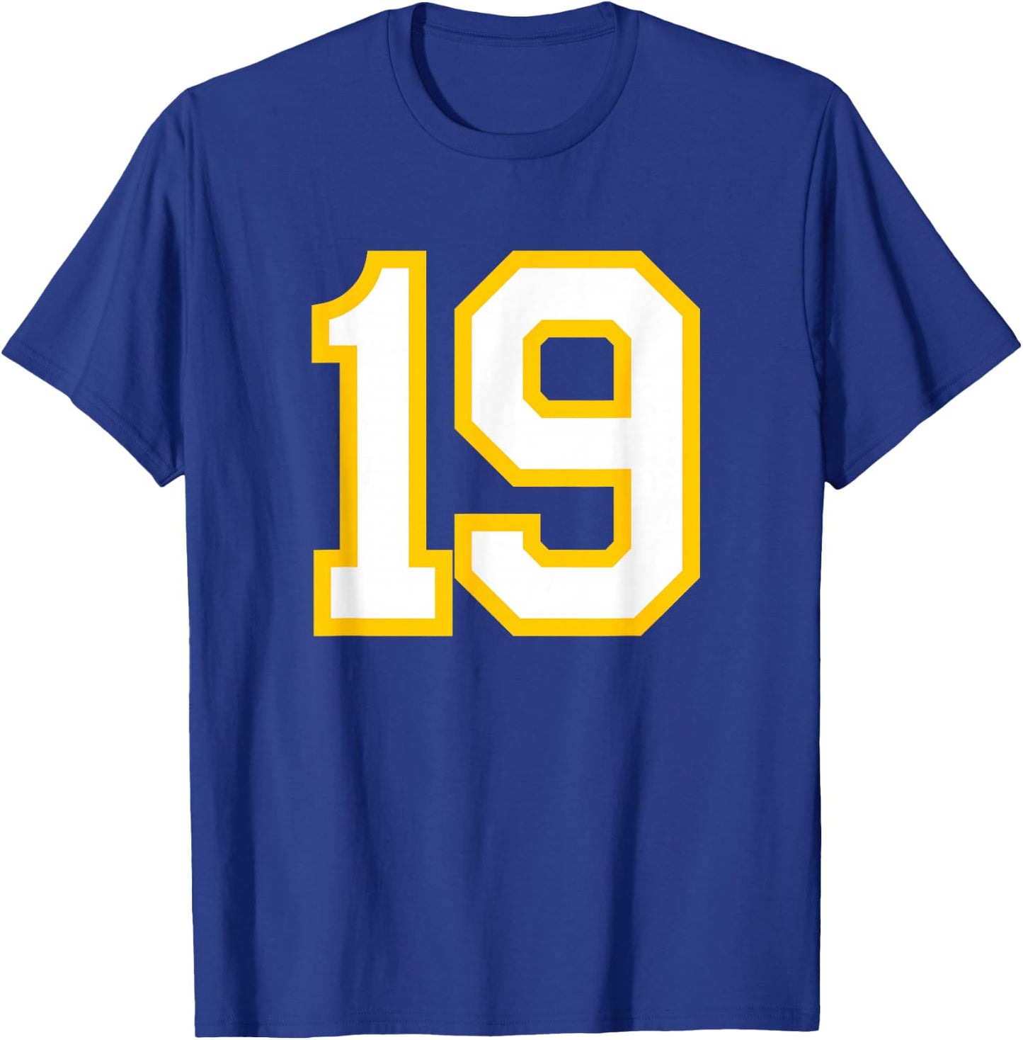 Yellow White Sports Team Number #19 T-Shirt - T-Shirt | Royal