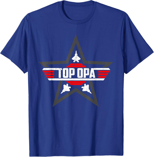 Top Opa from Son Daughter Grandpa Fathers Day T-Shirt - T-Shirt | Royal