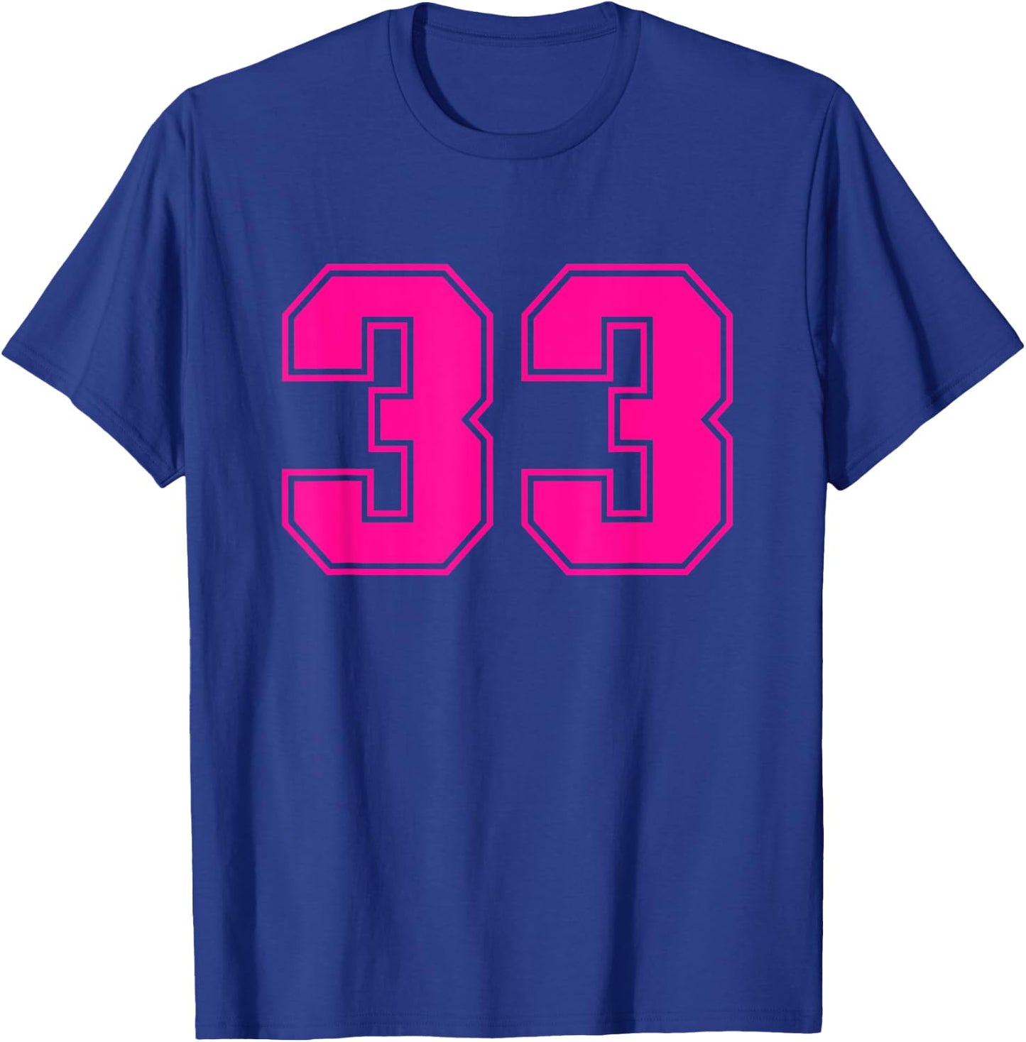 Number #33 Pink Sports Fan Jersey Number T-Shirt - T-Shirt | Royal