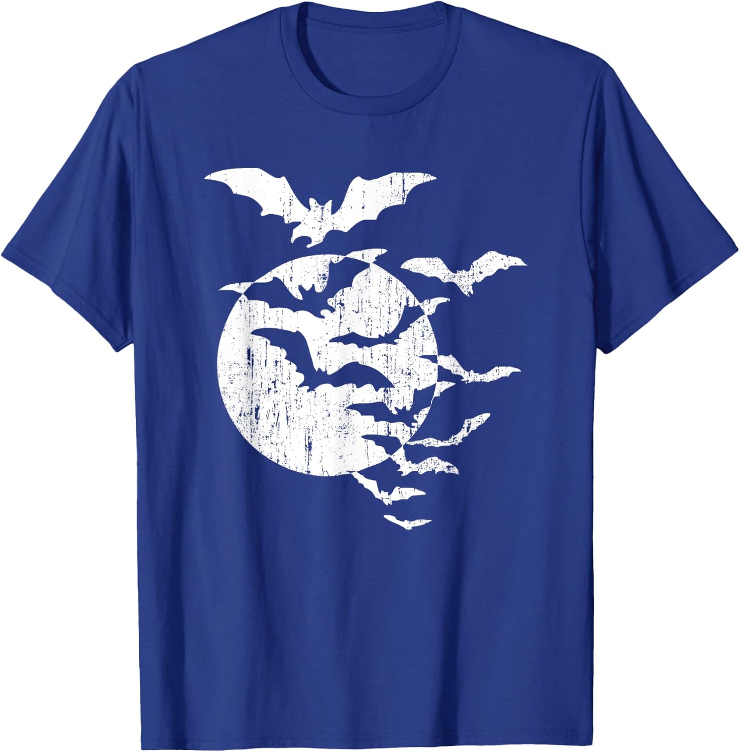 Halloween Swarm of Bats Full Moon Spooky Vintage Graphic T-Shirt - T-Shirt | Royal