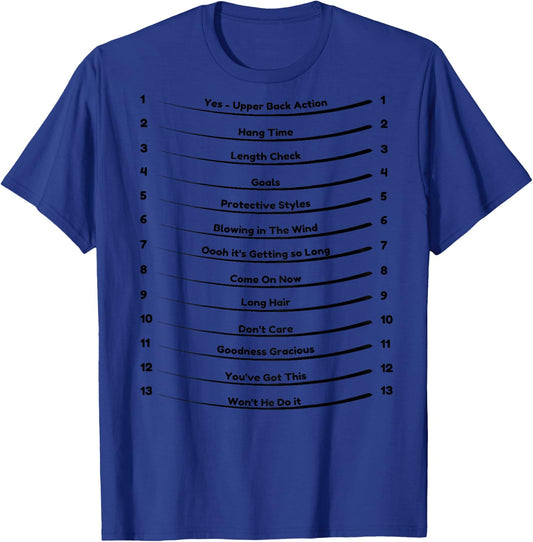 Track Your long Hair - Length Check Hair on the back of the T-Shirt - T-Shirt | Royal