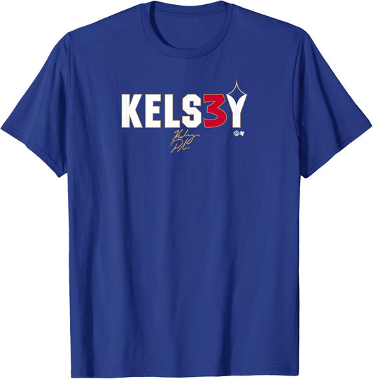 Kelsey Plum: KELS3Y - Las Vegas Basketball T-Shirt - T-Shirt | Royal