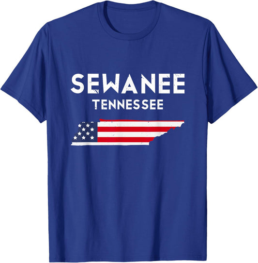 Sewanee Tennessee USA State America Travel Tennessean T-Shirt - T-Shirt | Royal