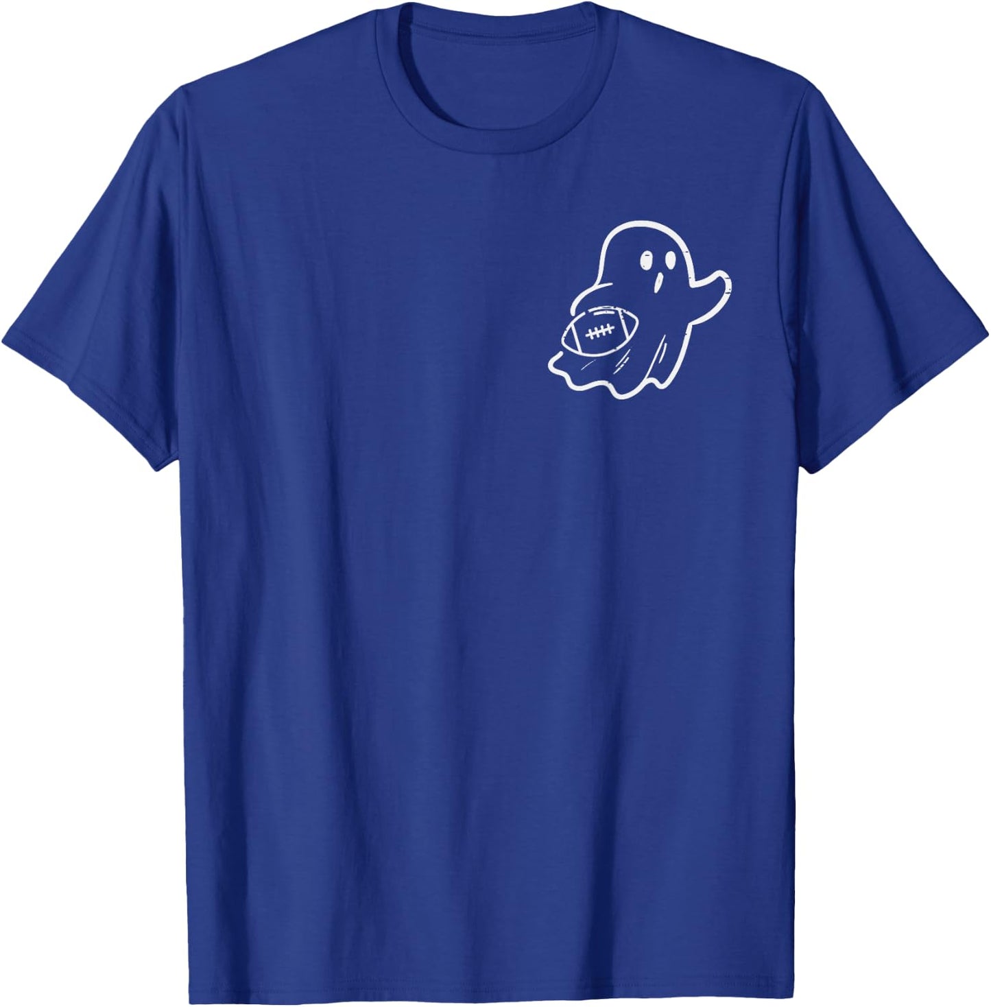 Ghost Playing Football Pocket Retro Halloween Costume Sports T-Shirt - T-Shirt | Royal