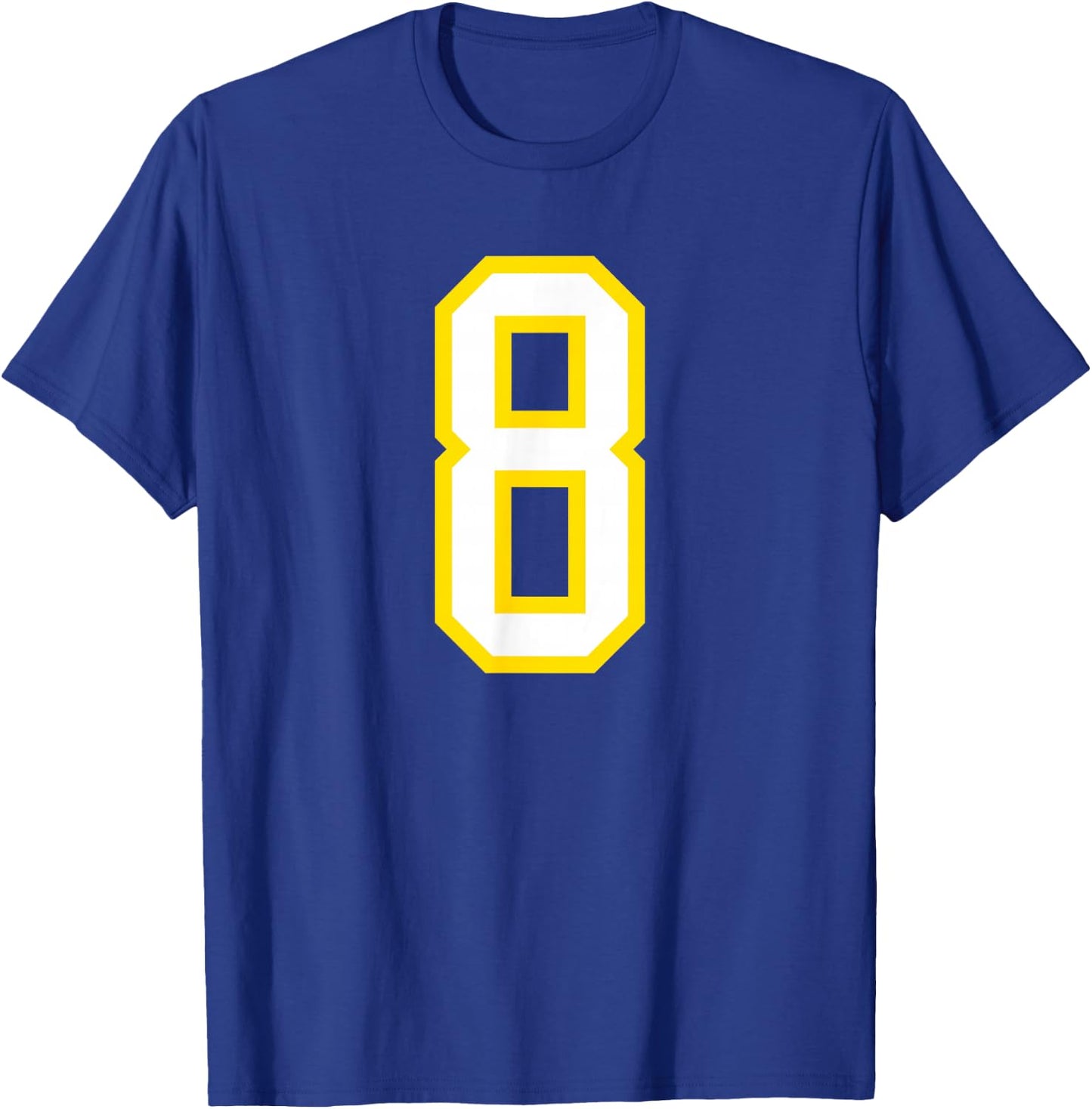 Number #8 Yellow White Sports Team T-Shirt - T-Shirt | Royal