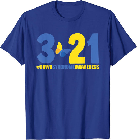 Blue Yellow Heart 21 World Down Syndrome Awareness Day 3 21 T-Shirt - T-Shirt | Royal