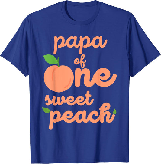 Papa Dad First Birthday One Sweet Peach Bday Family Matching T-Shirt - T-Shirt | Royal