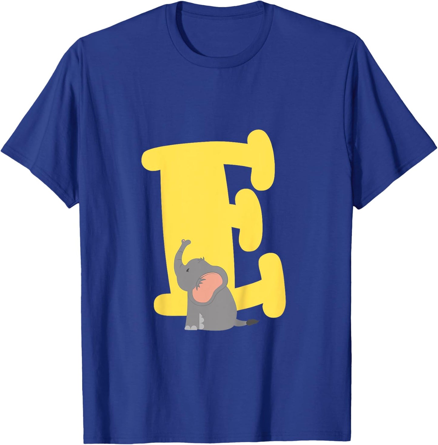 Cute Elephant Letter E Alphabet Boys Girls Initial T-Shirt - T-Shirt | Royal