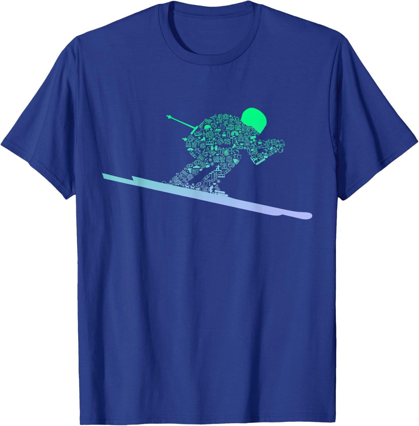 Silhouette Ski Icon for Skiier | Ski Boys Skiing T-Shirt - T-Shirt | Royal