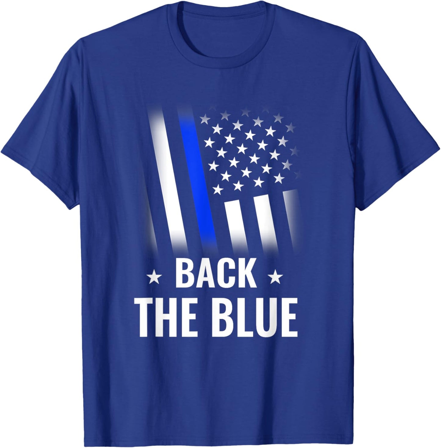 Back The Blue Police Flag Design T-Shirt - T-Shirt | Royal