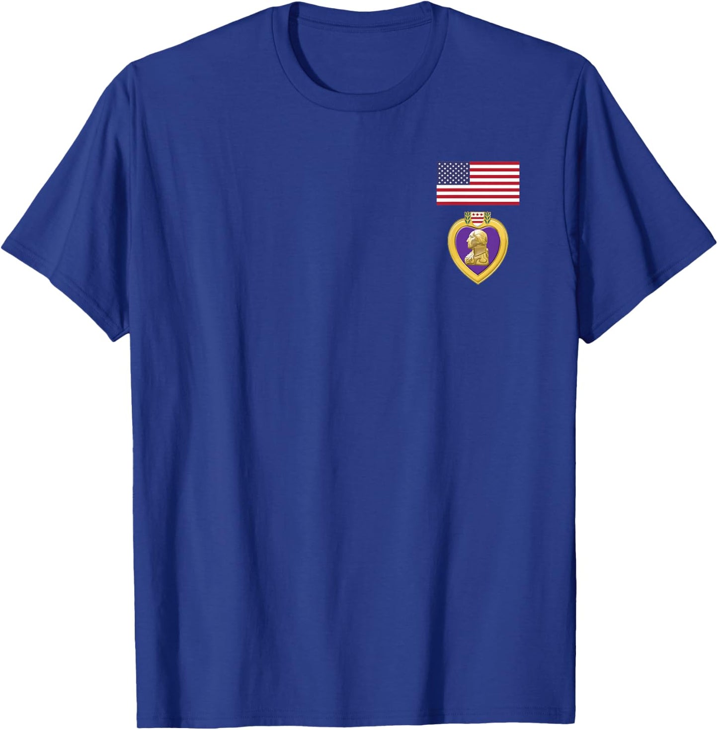 Purple Heart Veteran Pride -american Flag Above Purple Heart T-Shirt - T-Shirt | Royal