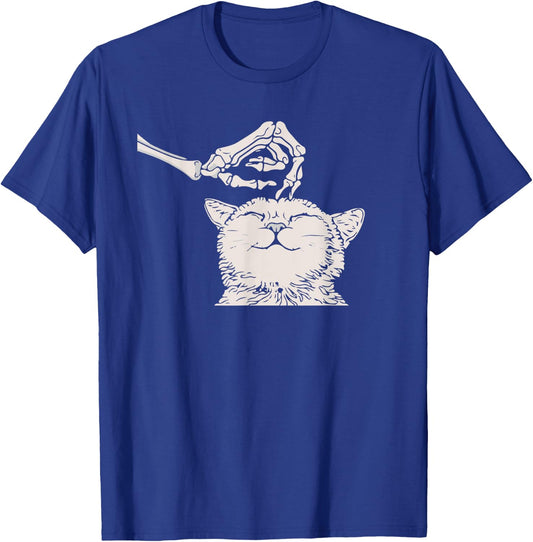 Cat Skeleton Hand Lazy Halloween Costume Cool Bones Kitten T-Shirt - T-Shirt | Royal