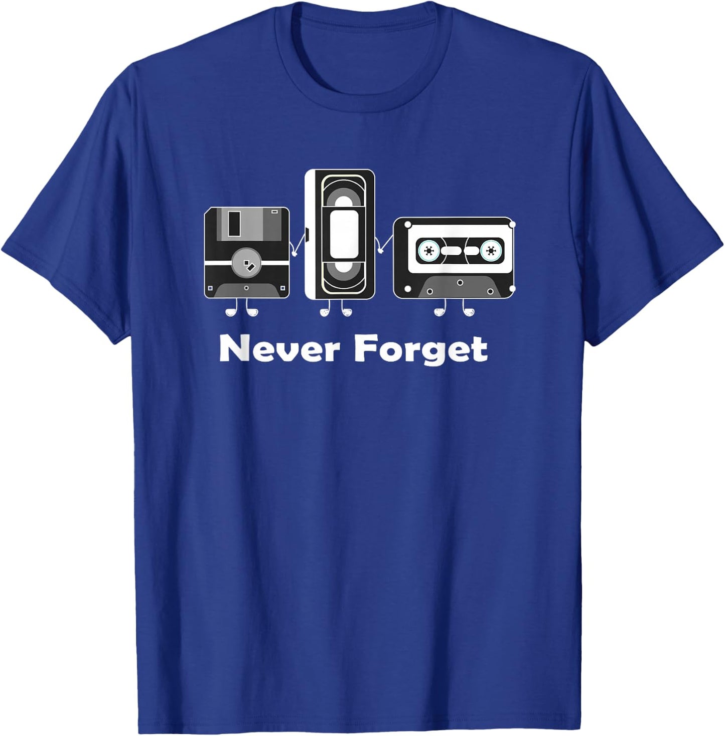 Never Forget VHS Tape Cassette Floppy Disk T-Shirt - T-Shirt | Royal